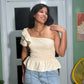 One-shoulder Smocked Top